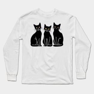 Three Cats black Three Mood Long Sleeve T-Shirt